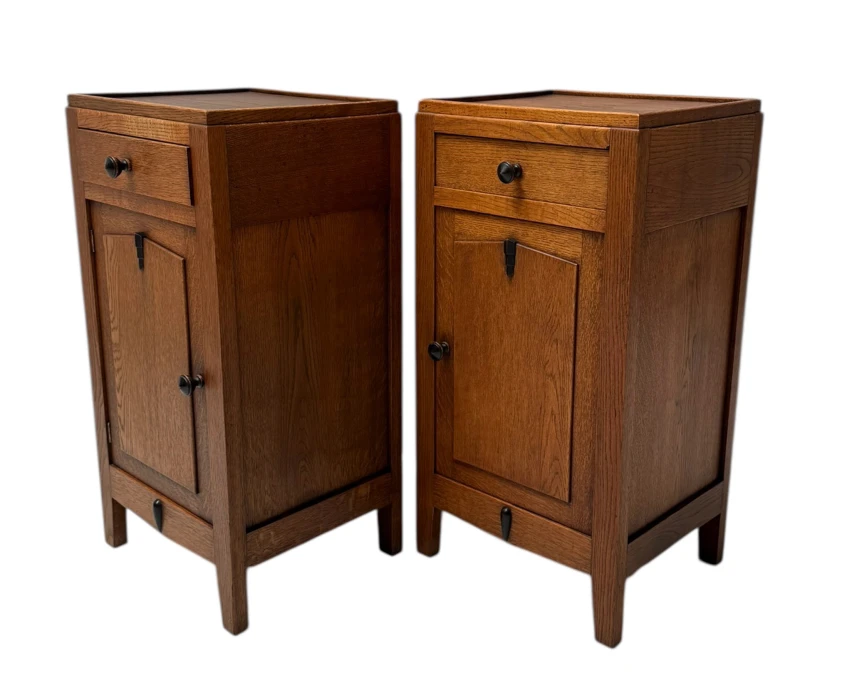 Two Art Deco Amsterdamse School Nightstands or Bedside Tables, 1920s